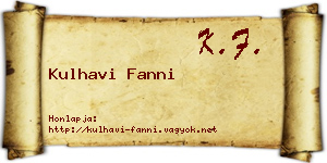 Kulhavi Fanni névjegykártya